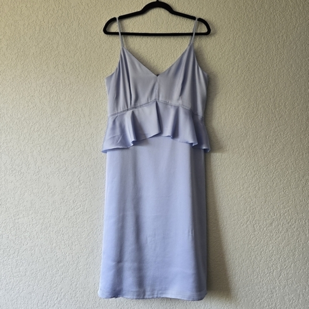 Banana Republic 14 Blue Satin Ruffle Cut Mini Dress wedding guest spring strappy